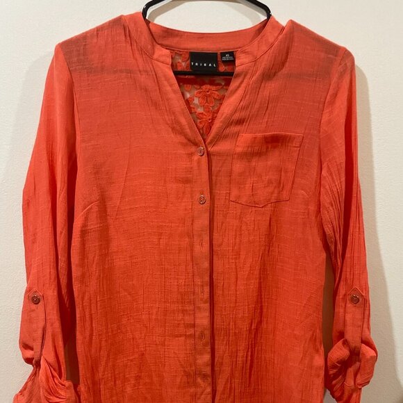 Tribal Tops - Tribal Womens Crochet Shirt Size XS Orange